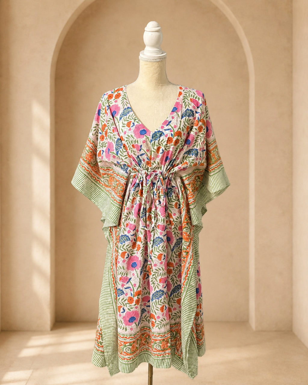 Kaftán Medio Estampado · Jardín Coral