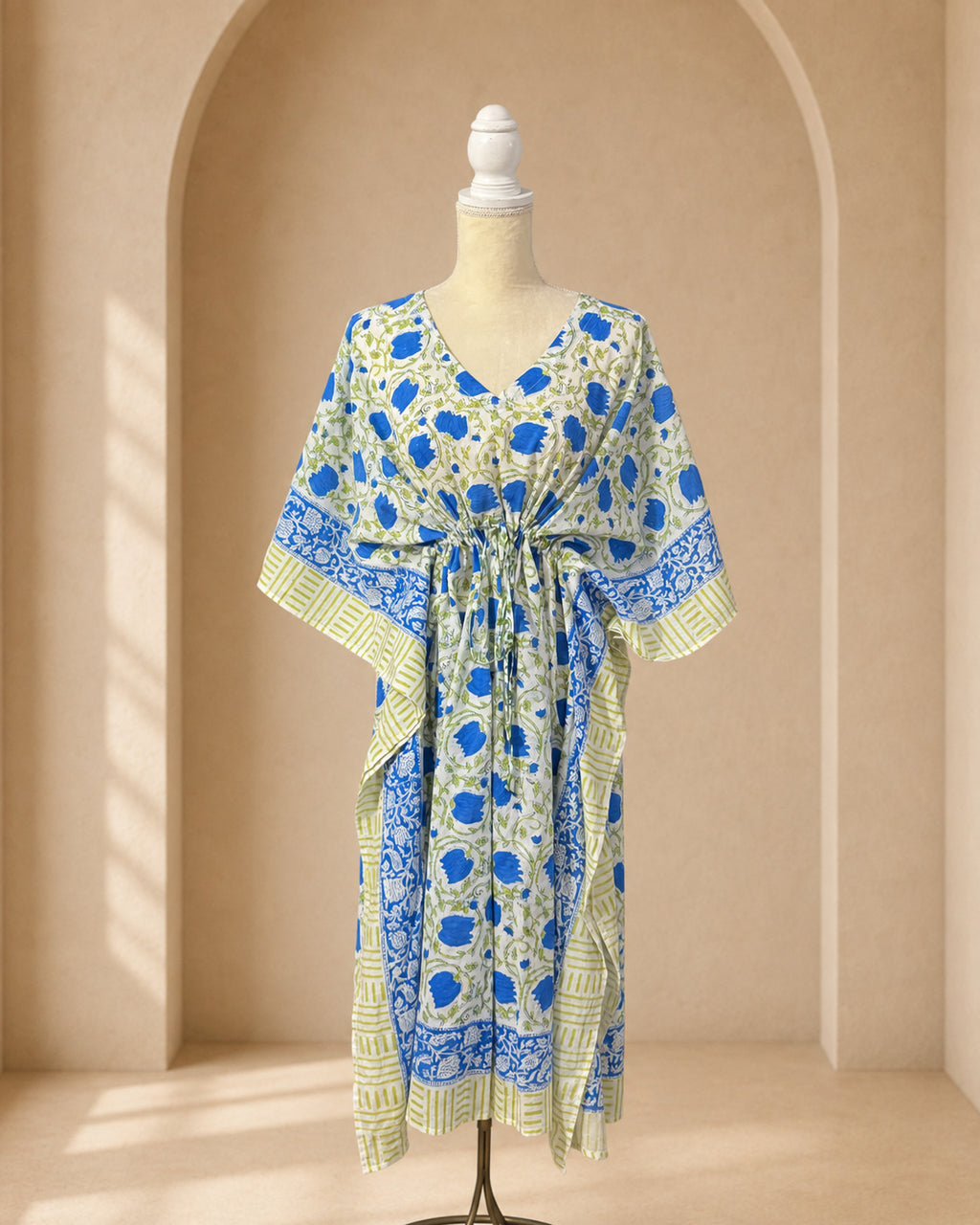 Kaftán Medio Estampado · Floral Azul