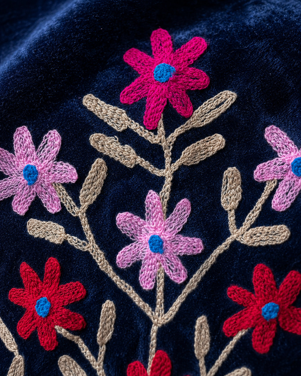 Blazer Suzani Velvet · Flores Fucsia