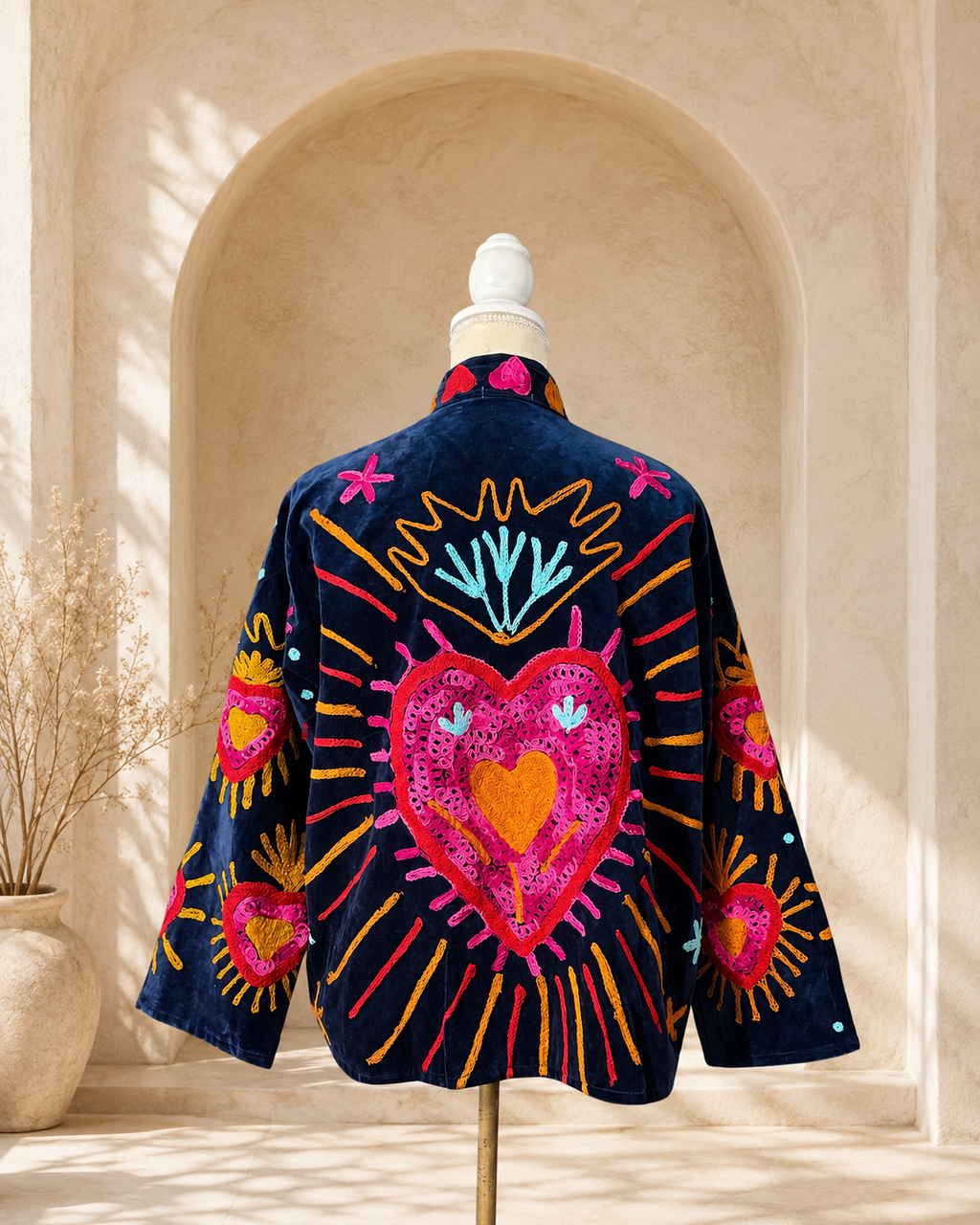 Blazer Suzani Velvet · Corazones Azul Marino