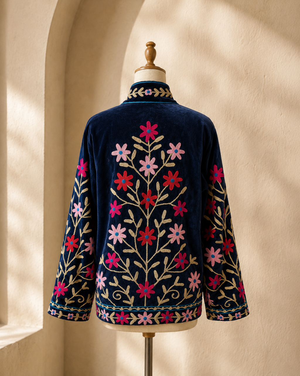 Blazer Suzani Velvet · Flores Fucsia