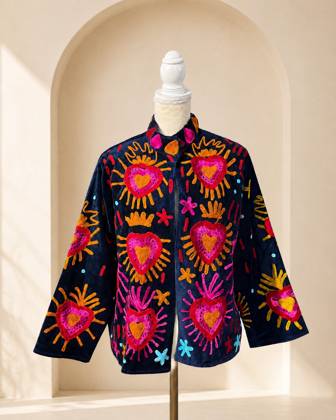 Blazer Suzani Velvet · Corazones Azul Marino