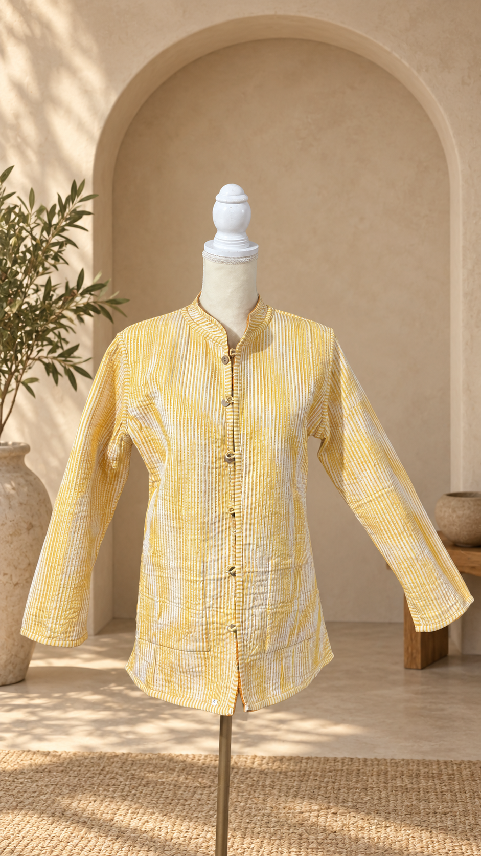 Chamarra Reversible de Algodón · Mostaza