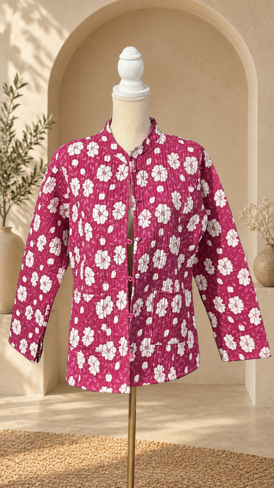 Chamarra Reversible de Algodón · Fucsia Floral