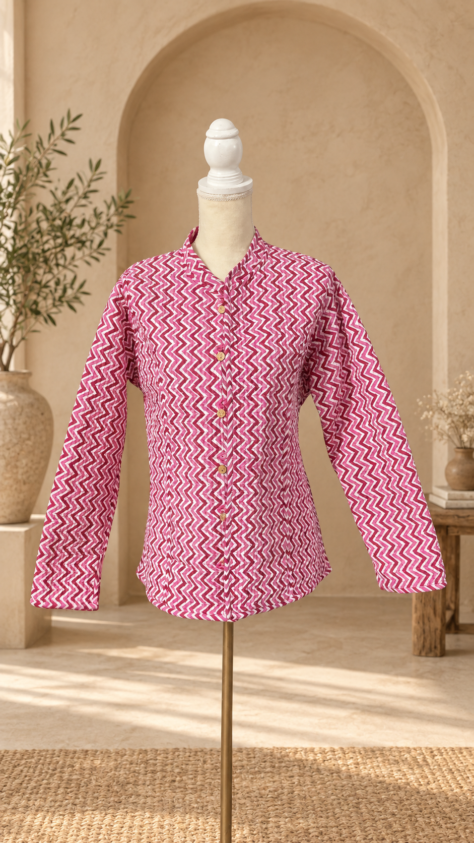 Chamarra Reversible de Algodón · Fucsia Floral