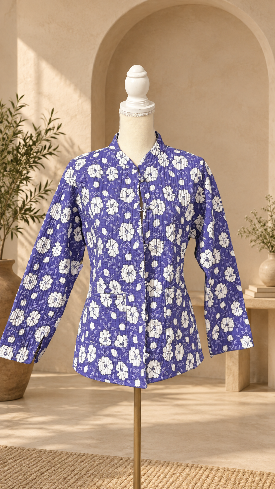 Chamarra Reversible de Algodón · Violeta Floral