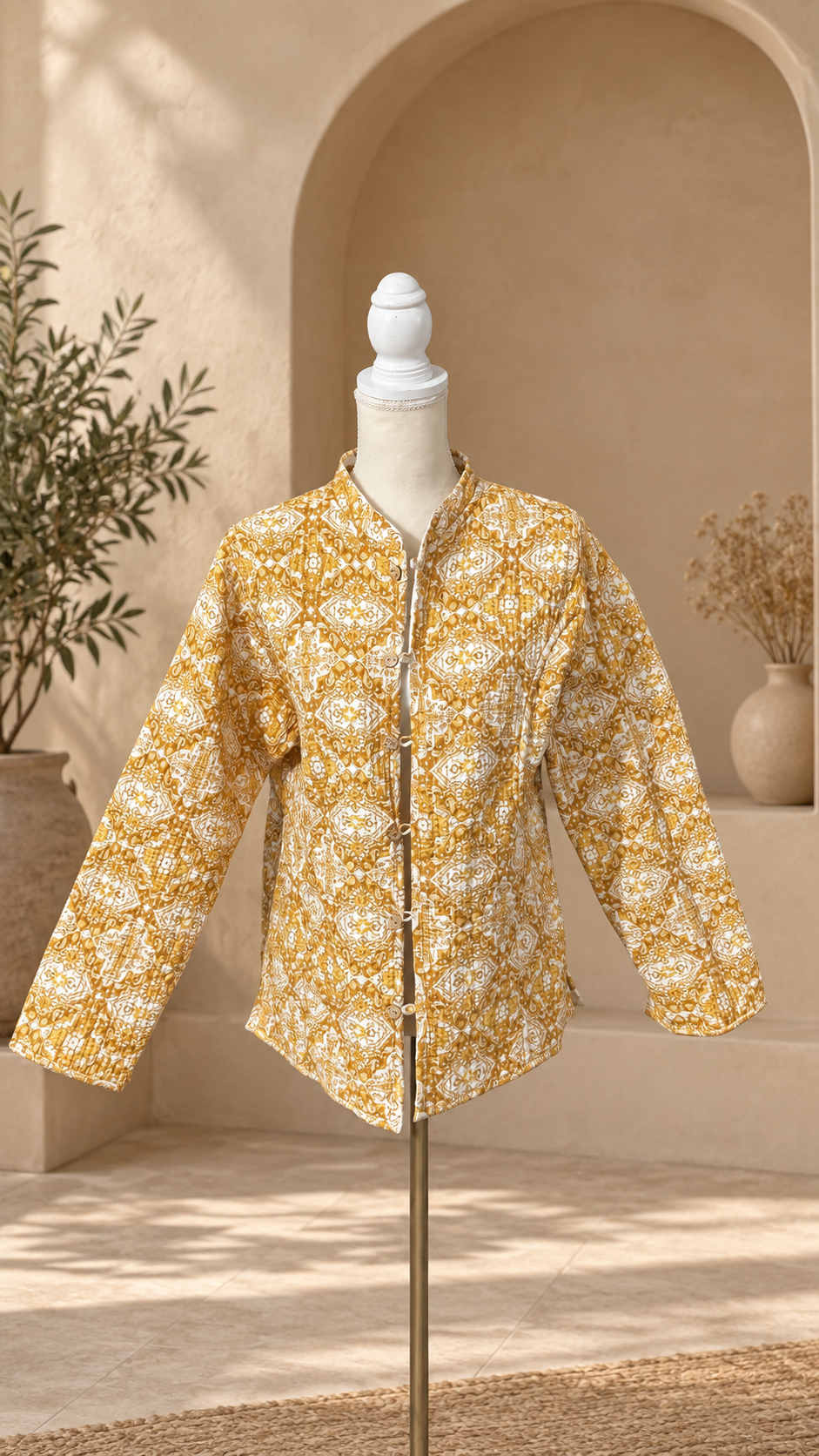 Chamarra Reversible de Algodón · Blanco Mostaza