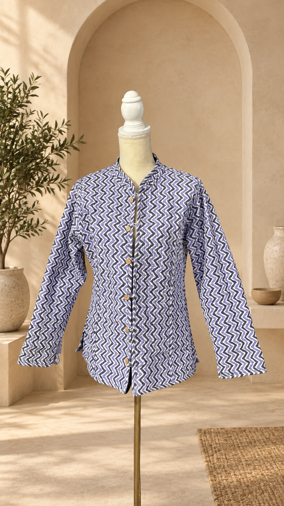 Chamarra Reversible de Algodón · Violeta Floral