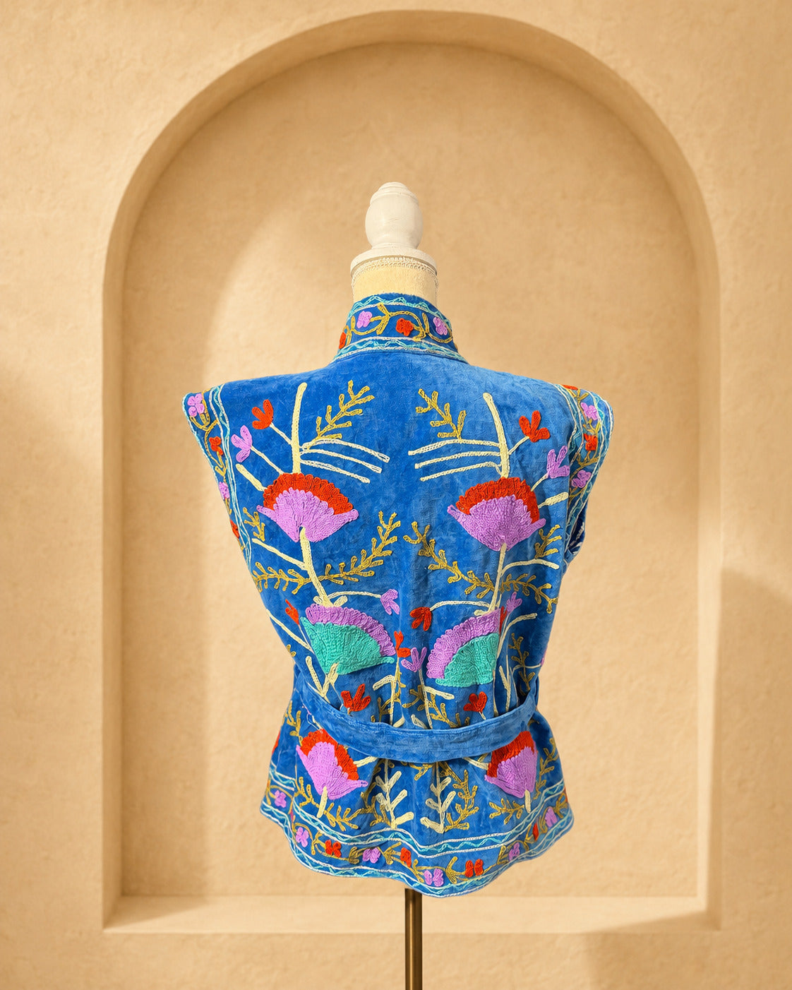 Chaleco Suzani Velvet · Azul Floral