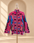 Blazer Suzani Velvet · Fucsia con Pavoreales Azules
