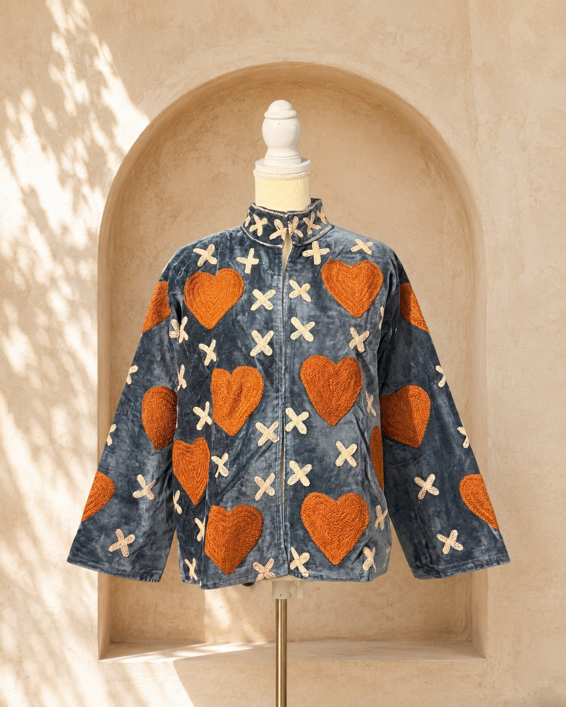 Blazer Suzani Velvet · Corazones Gris