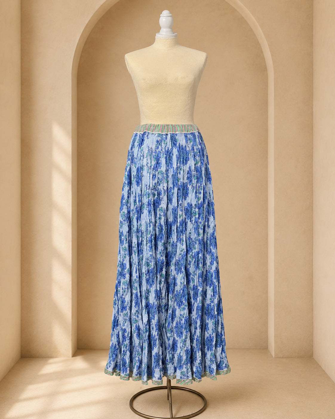 Falda Larga Estampada · Azul Jardín