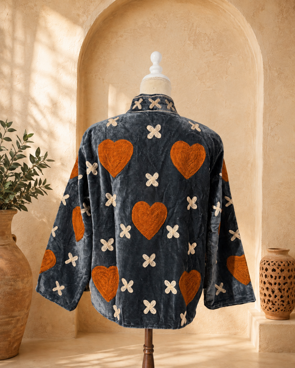 Blazer Suzani Velvet · Corazones Gris